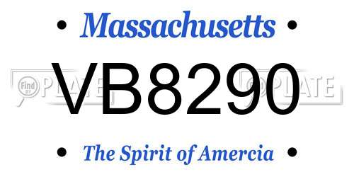 VB8290 Massachusetts License Plate