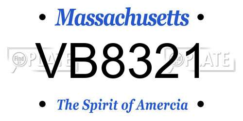 VB8321 Massachusetts License Plate