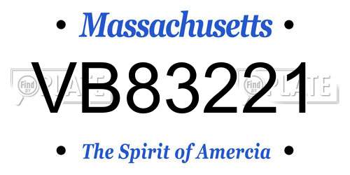 VB83221 Massachusetts License Plate