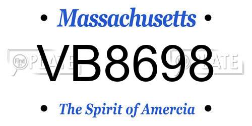VB8698 Massachusetts License Plate