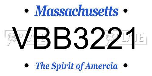 VBB3221 Massachusetts License Plate
