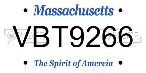VBT9266 Massachusetts License Plate