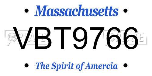 VBT9766 Massachusetts License Plate