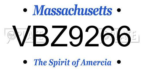VBZ9266 Massachusetts License Plate