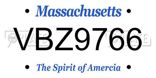 VBZ9766 Massachusetts License Plate