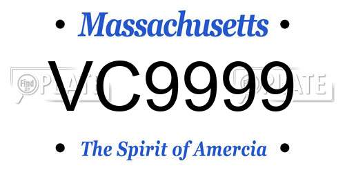 VC9999 Massachusetts License Plate