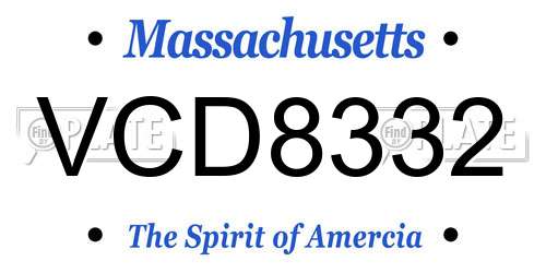 VCD8332 Massachusetts License Plate