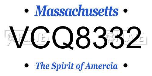 VCQ8332 Massachusetts License Plate