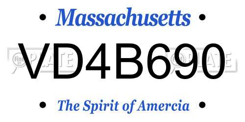 VD4B690 Massachusetts License Plate