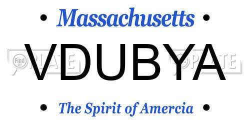 VDUBYA Massachusetts License Plate
