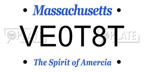 VE0T8T Massachusetts License Plate