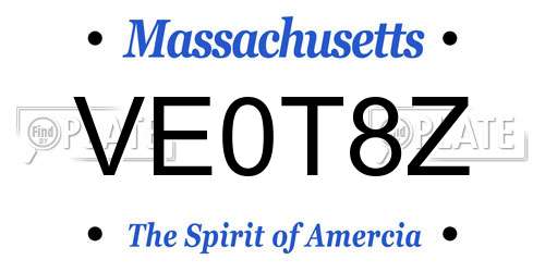 VE0T8Z Massachusetts License Plate