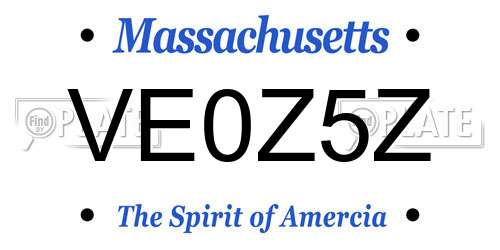 VE0Z5Z Massachusetts License Plate