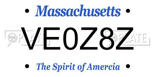 VE0Z8Z Massachusetts License Plate
