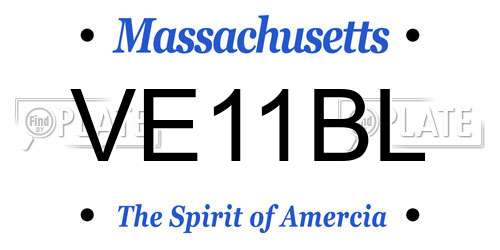 VE11BL Massachusetts License Plate