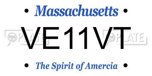 VE11VT Massachusetts License Plate