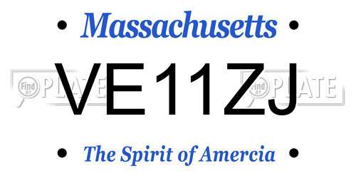 VE11ZJ Massachusetts License Plate