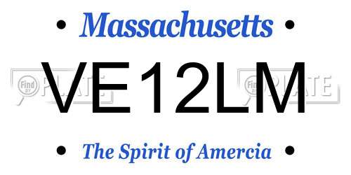 VE12LM Massachusetts License Plate