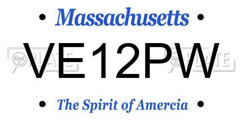 VE12PW Massachusetts License Plate