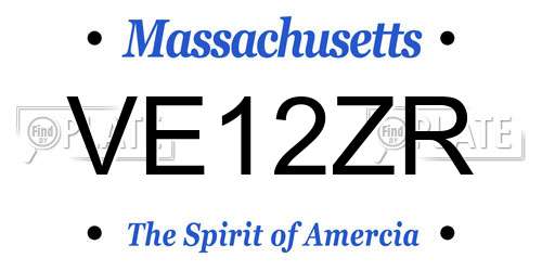 VE12ZR Massachusetts License Plate