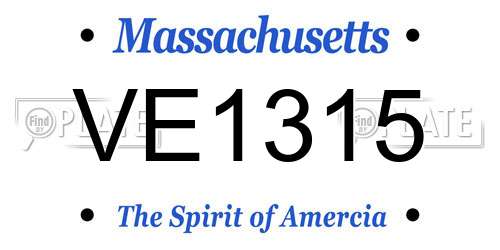 VE1315 Massachusetts License Plate