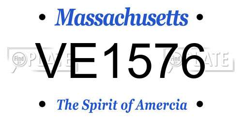 VE1576 Massachusetts License Plate