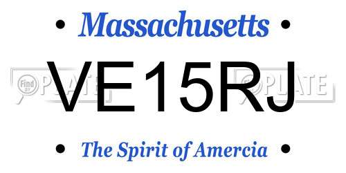 VE15RJ Massachusetts License Plate