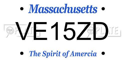 VE15ZD Massachusetts License Plate