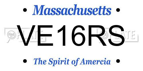 VE16RS Massachusetts License Plate