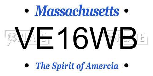 VE16WB Massachusetts License Plate