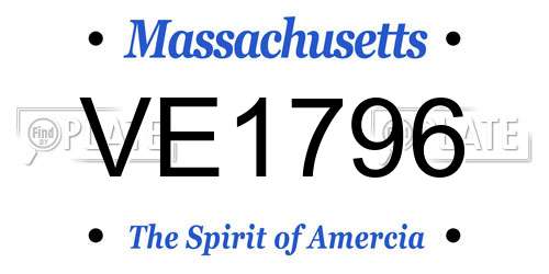 VE1796 Massachusetts License Plate