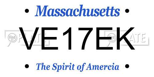 VE17EK Massachusetts License Plate