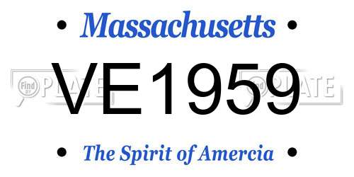 VE1959 Massachusetts License Plate