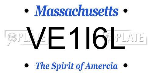 VE1I6L Massachusetts License Plate
