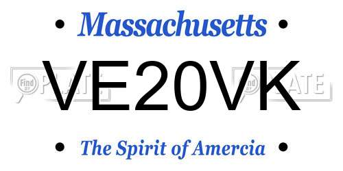 VE20VK Massachusetts License Plate