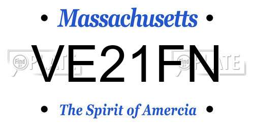 VE21FN Massachusetts License Plate
