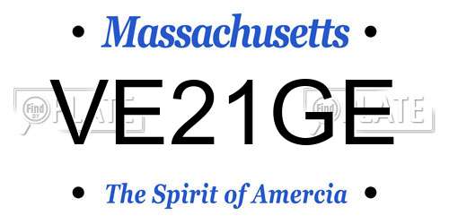VE21GE Massachusetts License Plate
