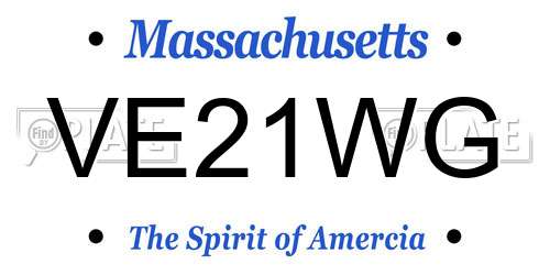 VE21WG Massachusetts License Plate