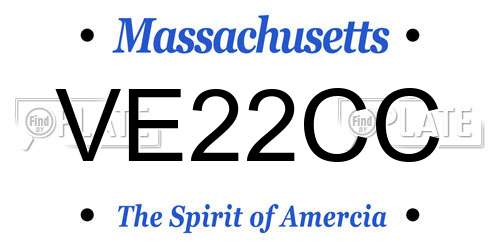 VE22CC Massachusetts License Plate
