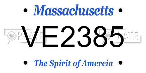VE2385 Massachusetts License Plate