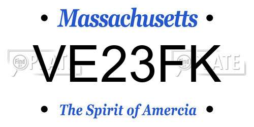 VE23FK Massachusetts License Plate