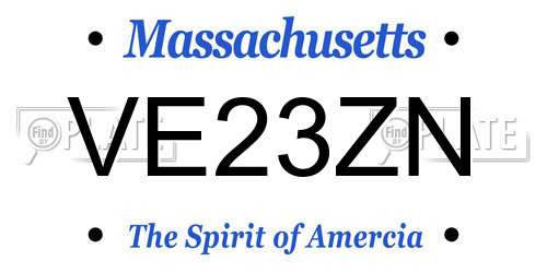 VE23ZN Massachusetts License Plate