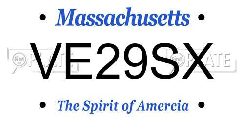 VE29SX Massachusetts License Plate