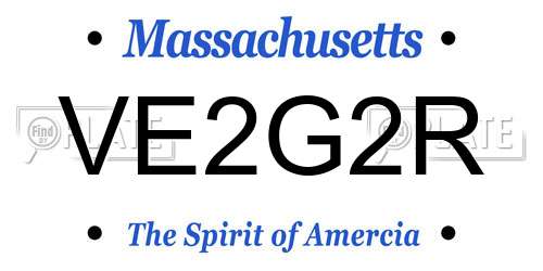 VE2G2R Massachusetts License Plate