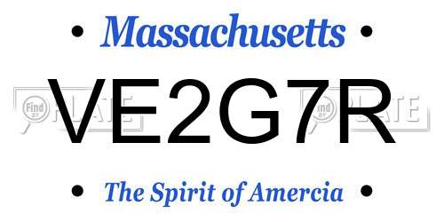 VE2G7R Massachusetts License Plate