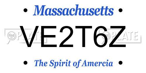 VE2T6Z Massachusetts License Plate