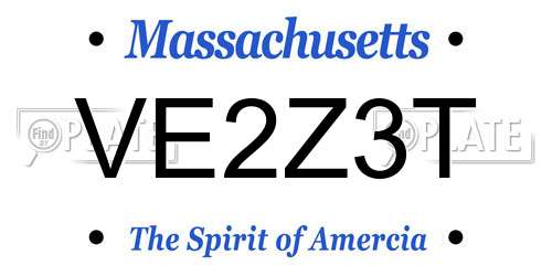 VE2Z3T Massachusetts License Plate