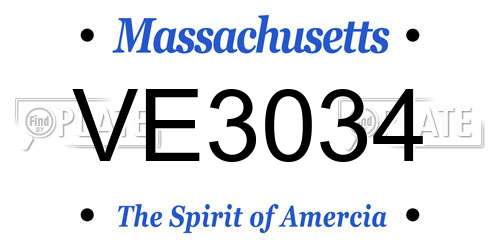 VE3034 Massachusetts License Plate
