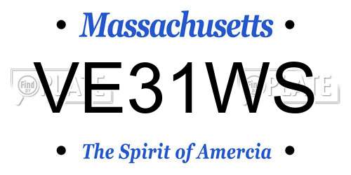 VE31WS Massachusetts License Plate