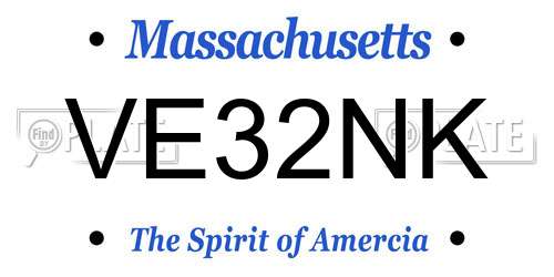 VE32NK Massachusetts License Plate
